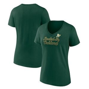 Women's Fanatics Branded Green Oakland Athletics Regulation V-Neck T-Shirt